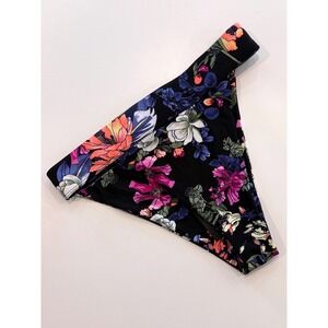 Pinkcolada Floral High Cut Bikini Bottom Black Tropical Print Swimwear XL NEW